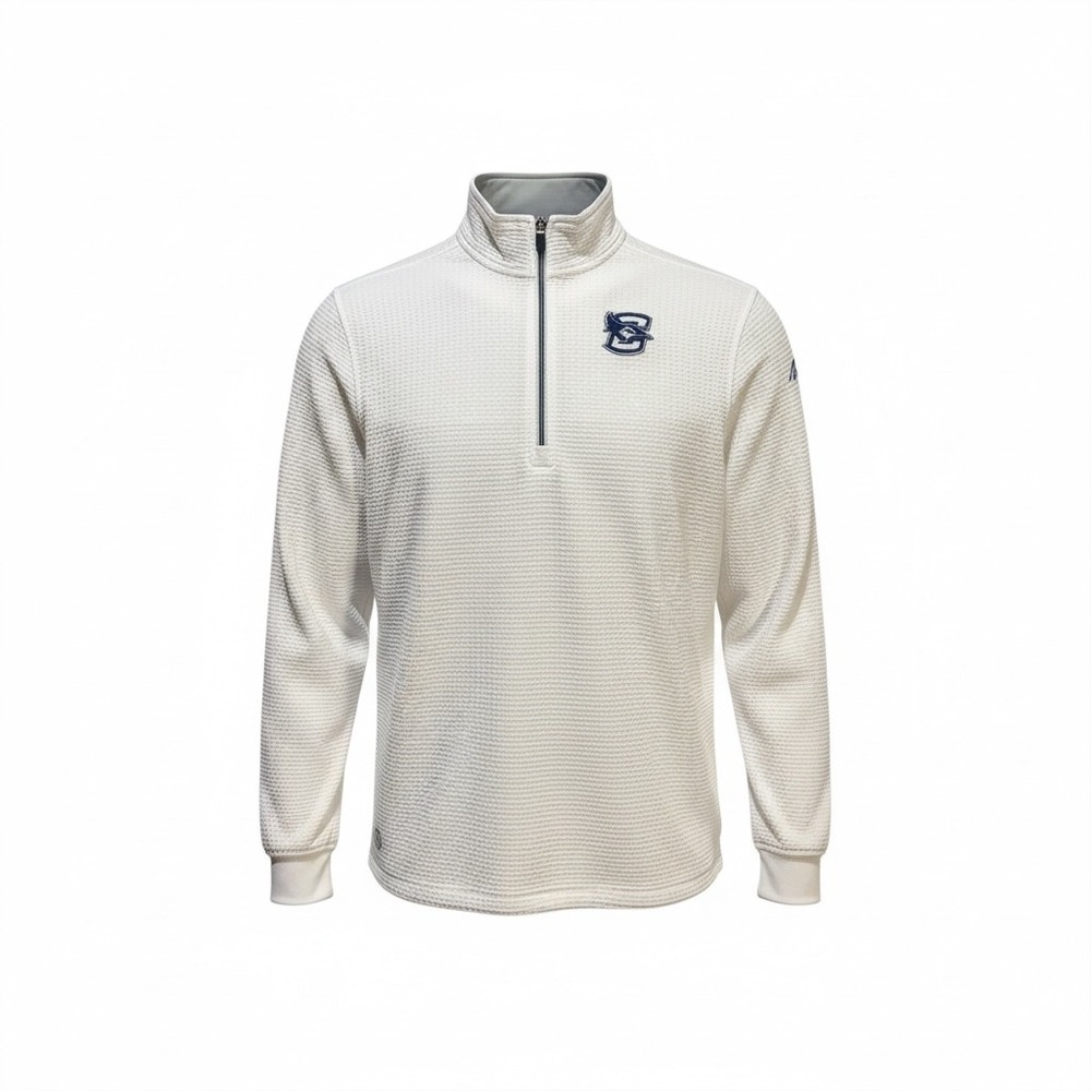 STRAIGHT DOWN Mens Golf Pullover 1/4 Zip White Textured Logo Creighton‎ Size S